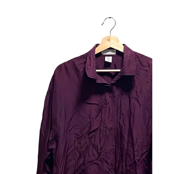 Express Silk Button Down Blouse Burgundy Size M Vintage - Picture 4 of 12